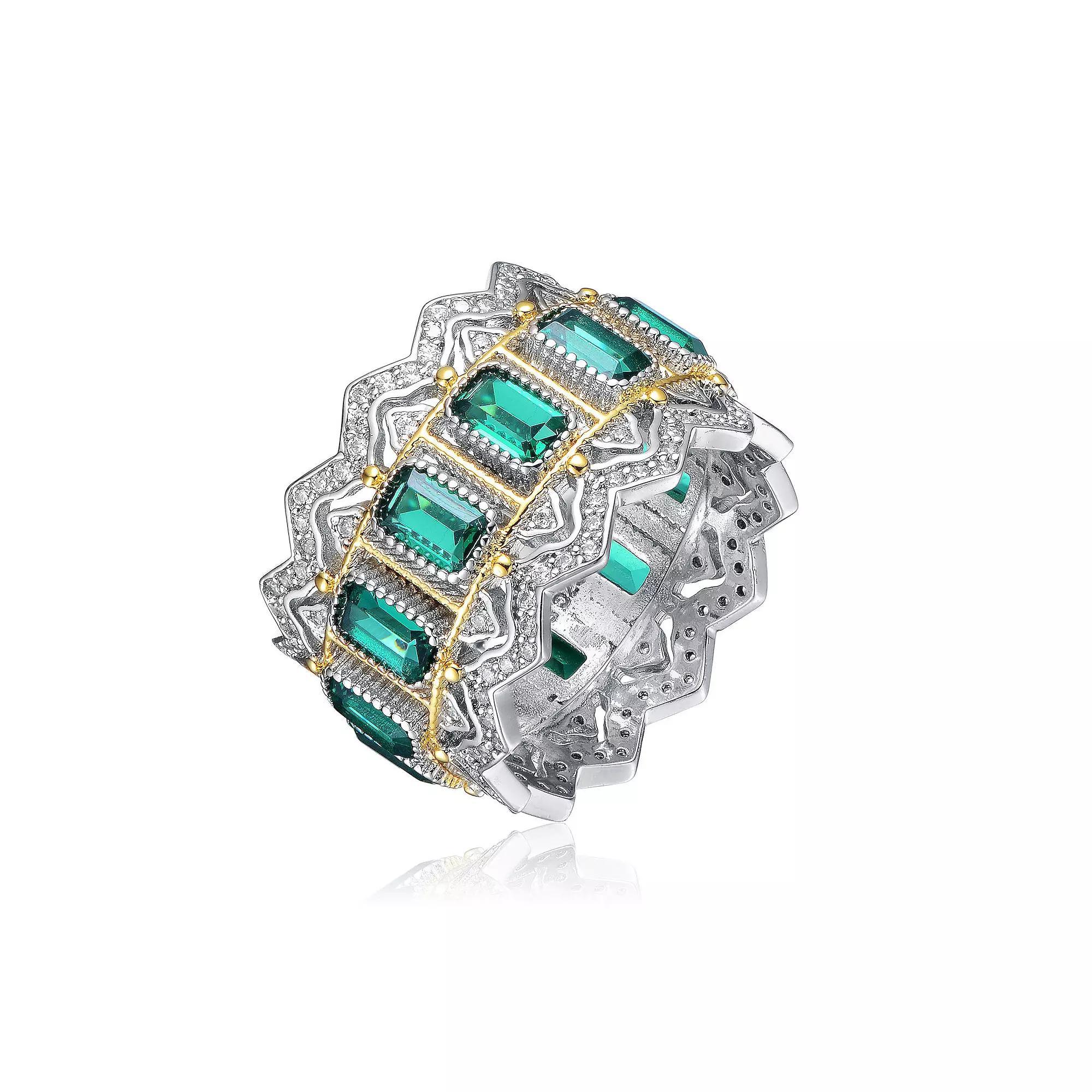 Two Tone Green Cubic Zirconia Cocktail Ring, Womens Product Image