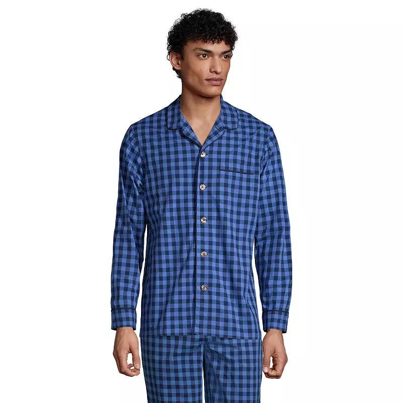 Men's Lands' End Broadcloth Pajama Sleep Shirt, Size: Medium, Deep  Blue Product Image