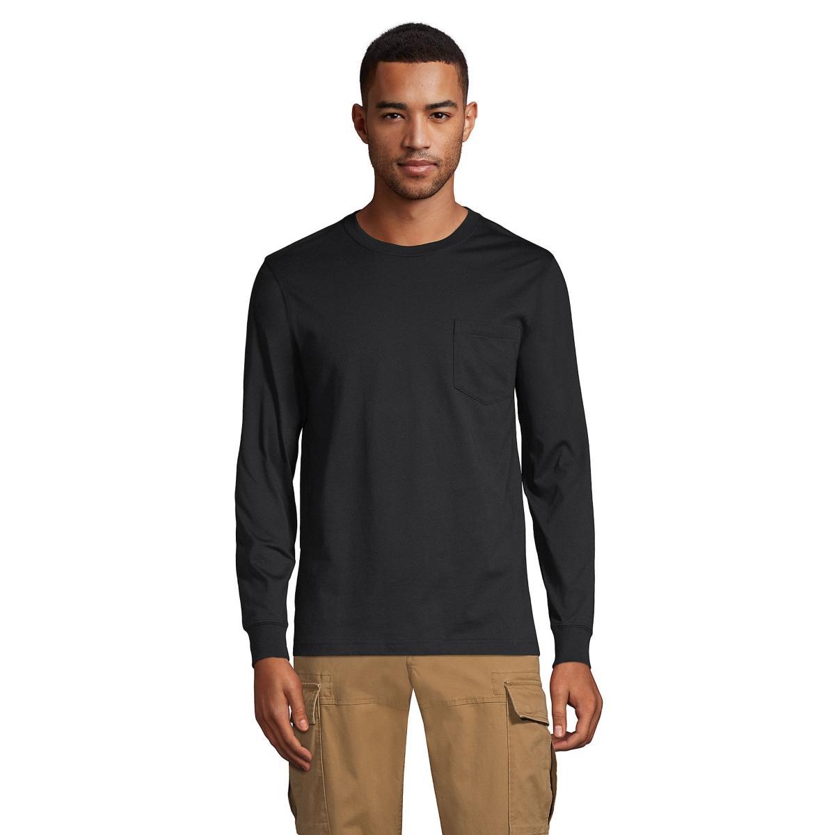 Big & Tall Lands End Long Sleeve Super Pocket Tee, Mens Product Image