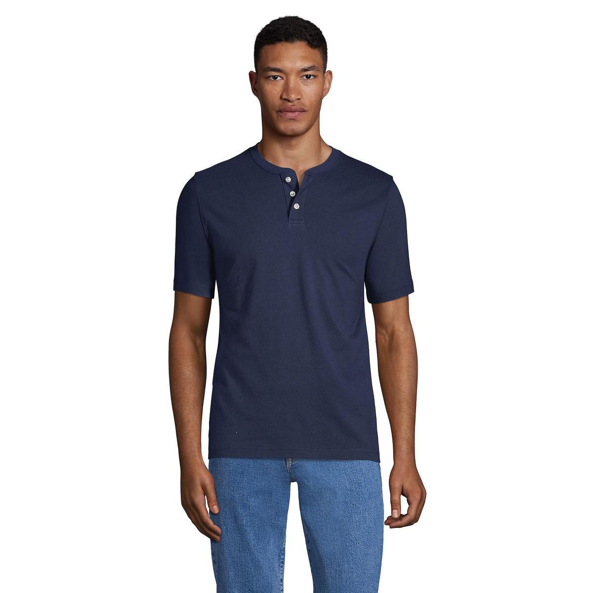Big & Tall Lands' End Short Sleeve Super-T Henley, Men's, Size: 4XB, White Product Image