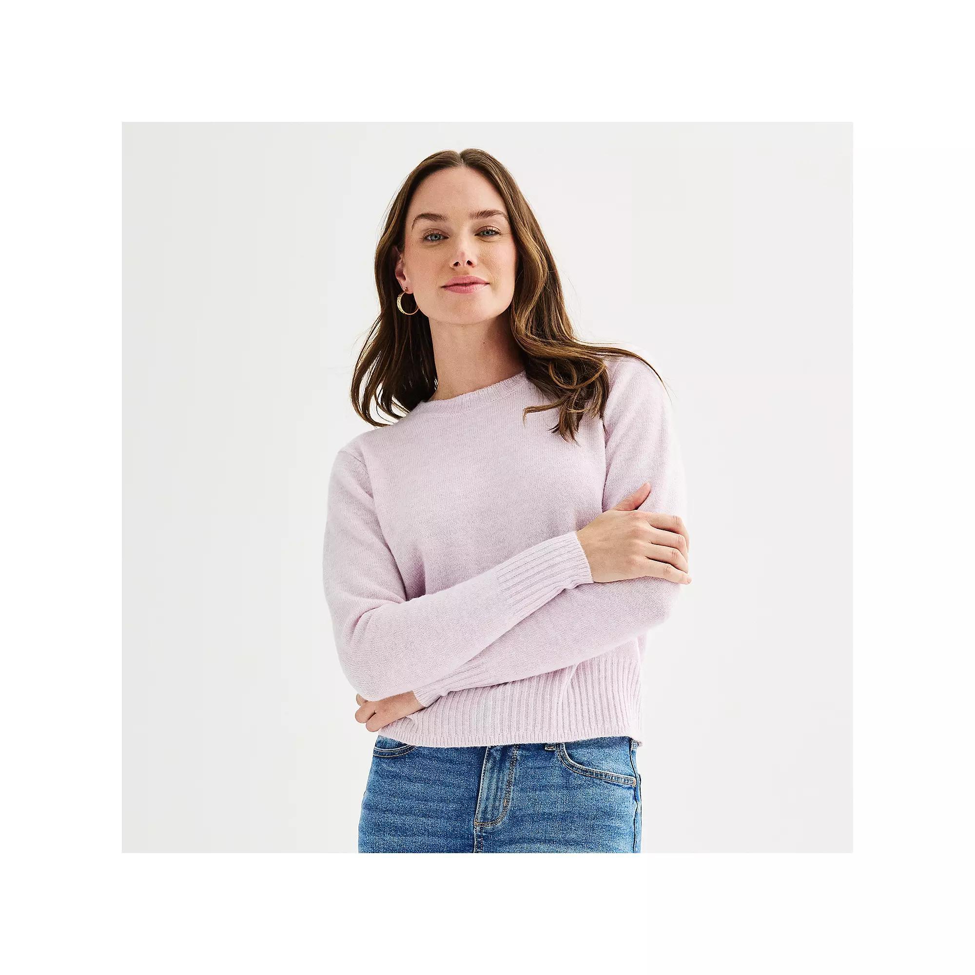 Women's Sonoma Goods For Life® Crewneck Sweater, Size: Small, Pitch Black Product Image
