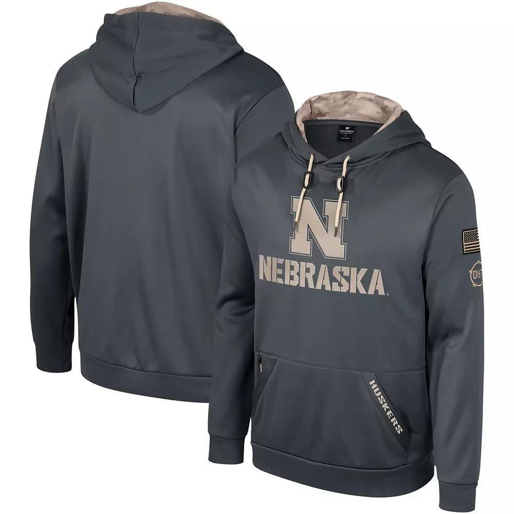 Men's Colosseum Charcoal Nebraska Huskers OHT Military Appreciation Pullover Hoodie, Size: Medium Product Image