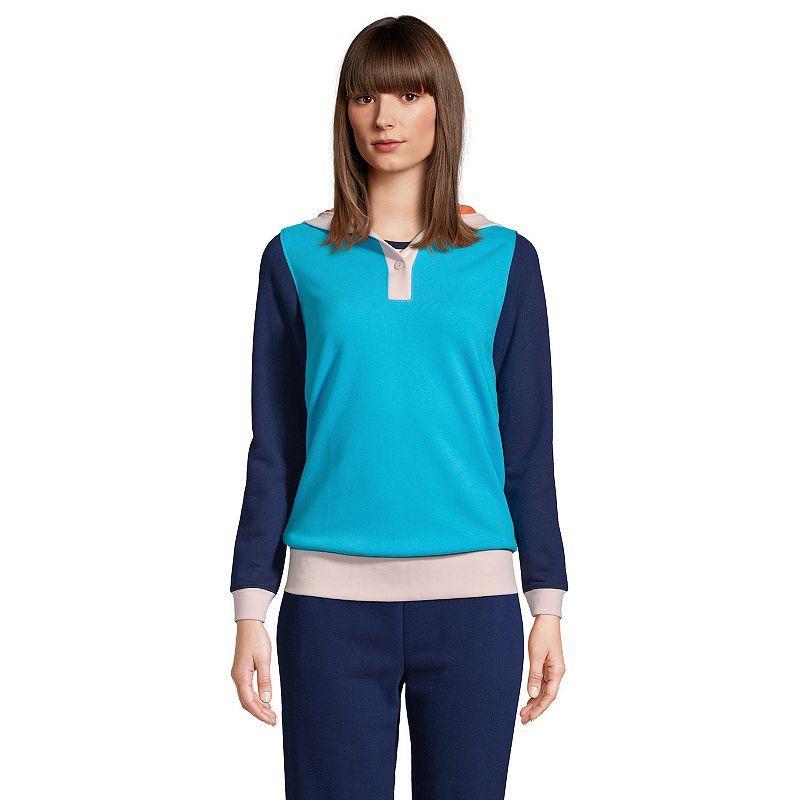 Petite Lands End Serious Sweats Long Sleeve Button Hoodie, Womens Product Image