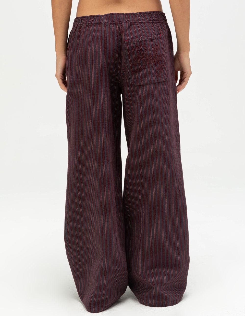 BDG Urban Outfitters Ami Womens Stripe Pull On Pants - BURGUNDY Product Image