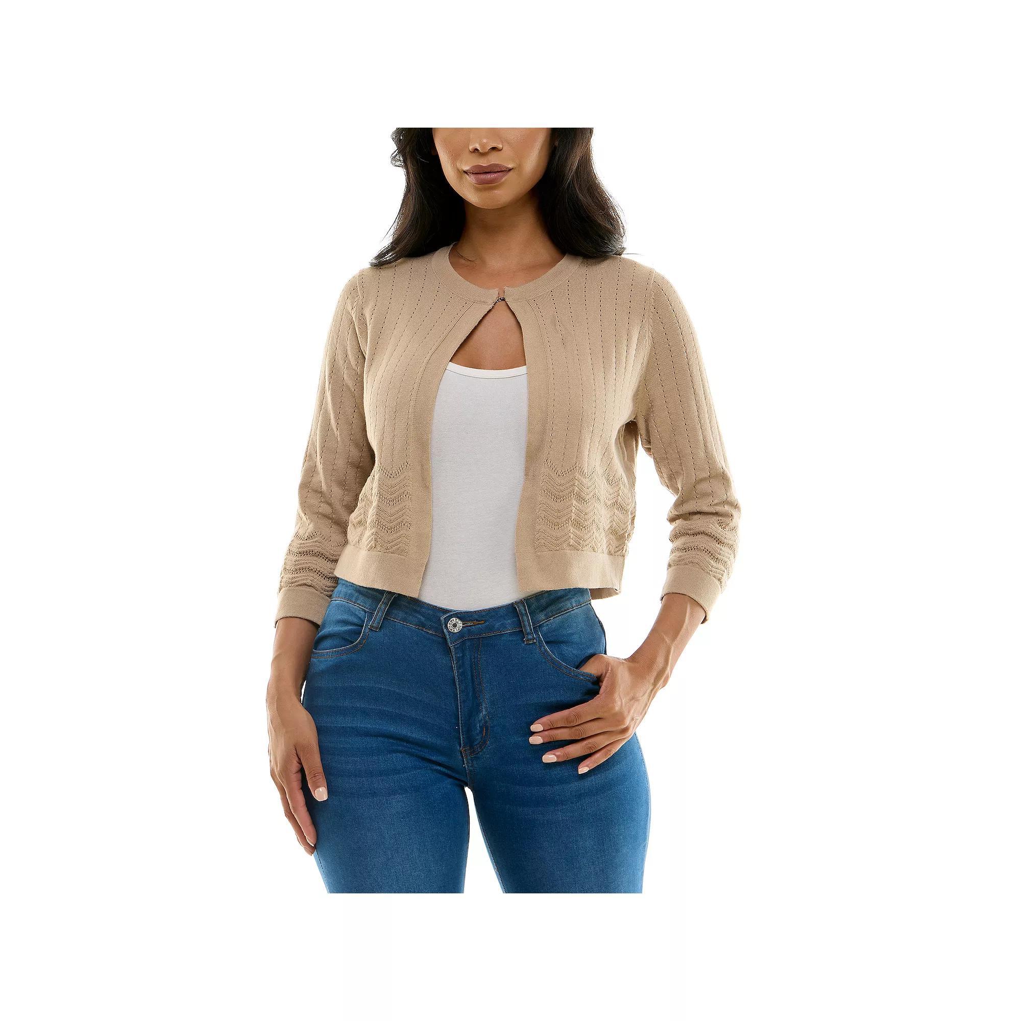 Women's Nina Leonard Pointelle Bolero, Size: Medium, White Product Image