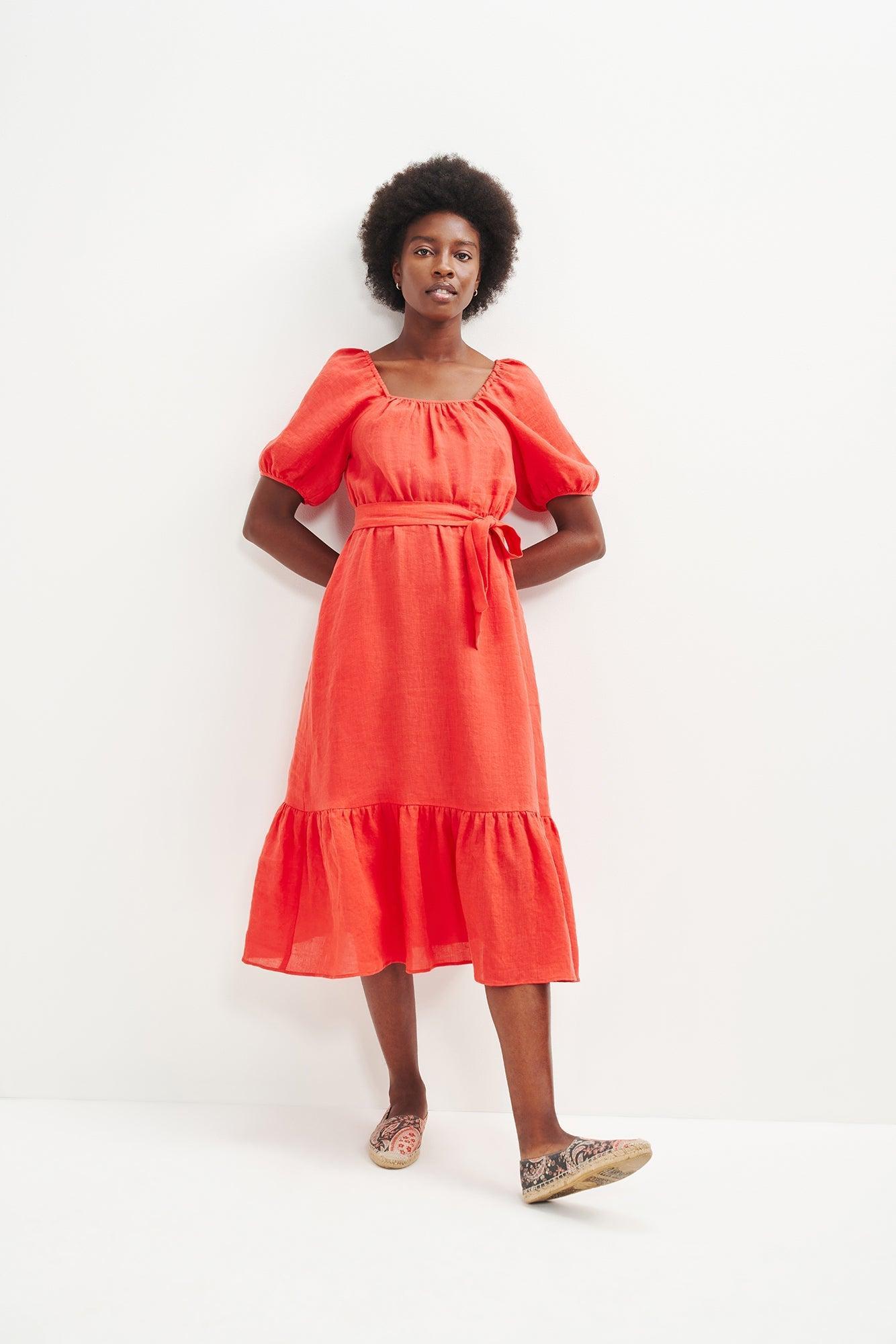 Michelle Linen Midi Dress - Eucalyptus - ReAmour Product Image