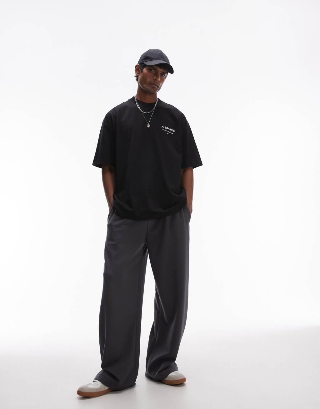 AllSaints Sanctum oversized t-shirt in black Product Image
