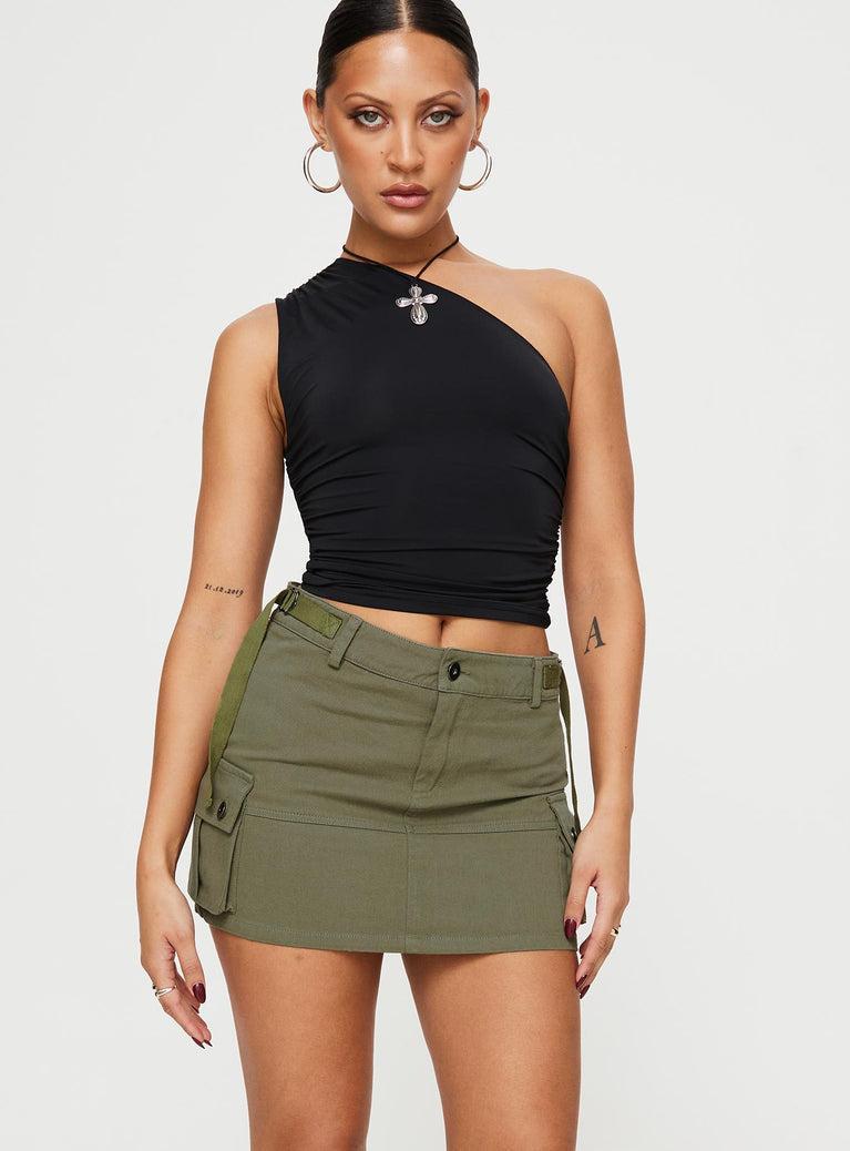 Take You Cargo Mini Skirt Green Product Image