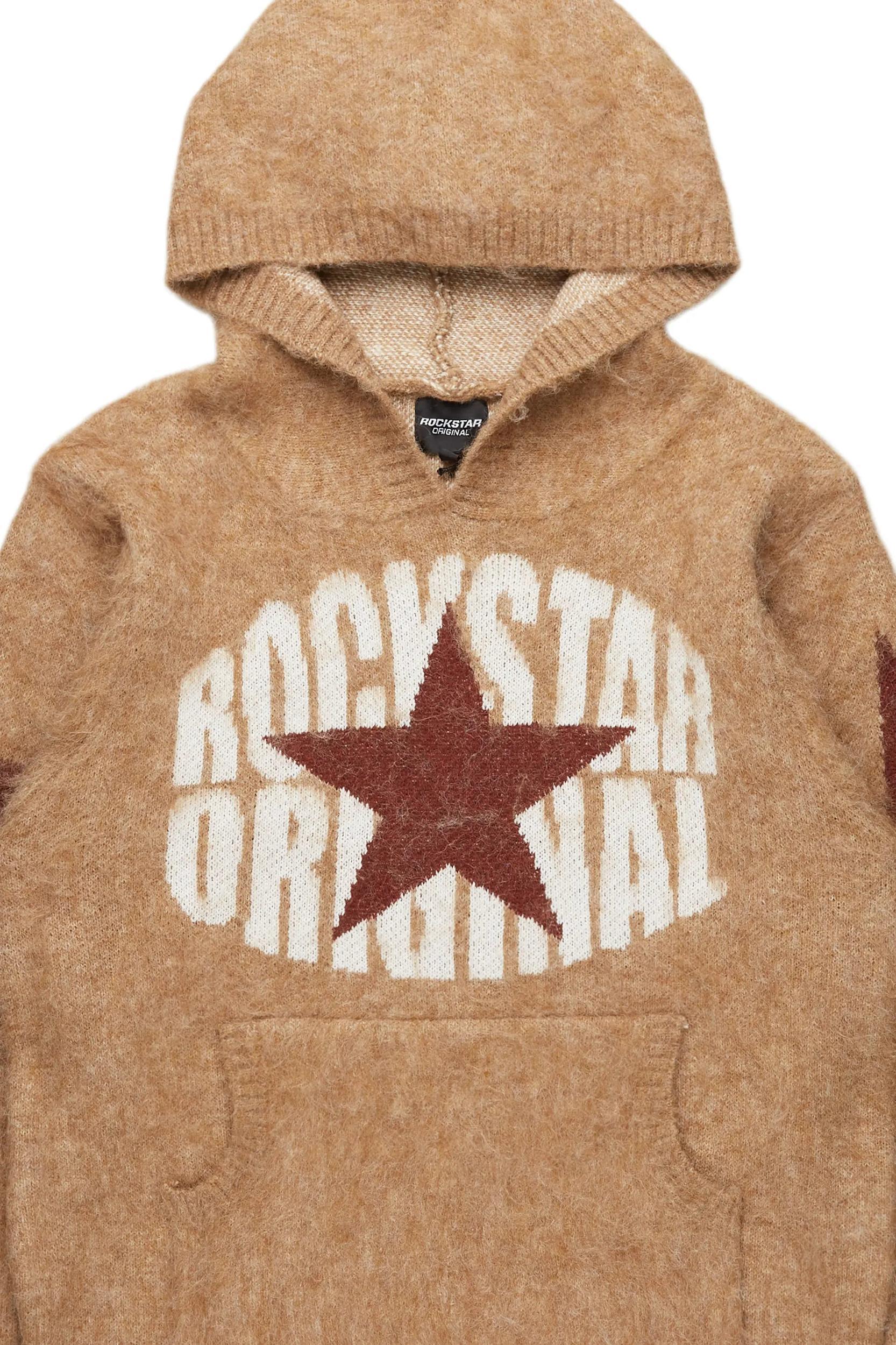 Nasheaka Brown Graphic Mohair Hoodie Female Product Image