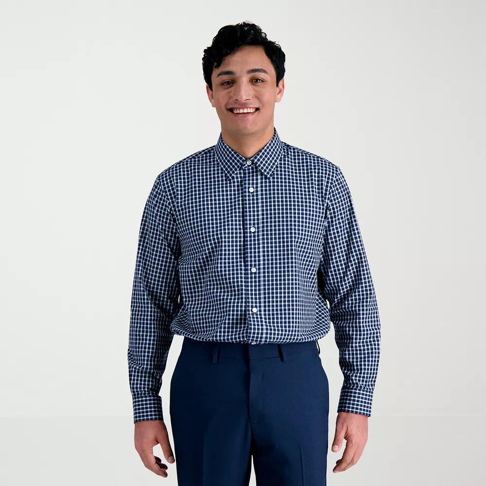 Men's Haggar® Premium Comfort Classic Fit Wrinkle Resistant Dress Shirt, Size: 15.5-32/33, Blue Check Product Image