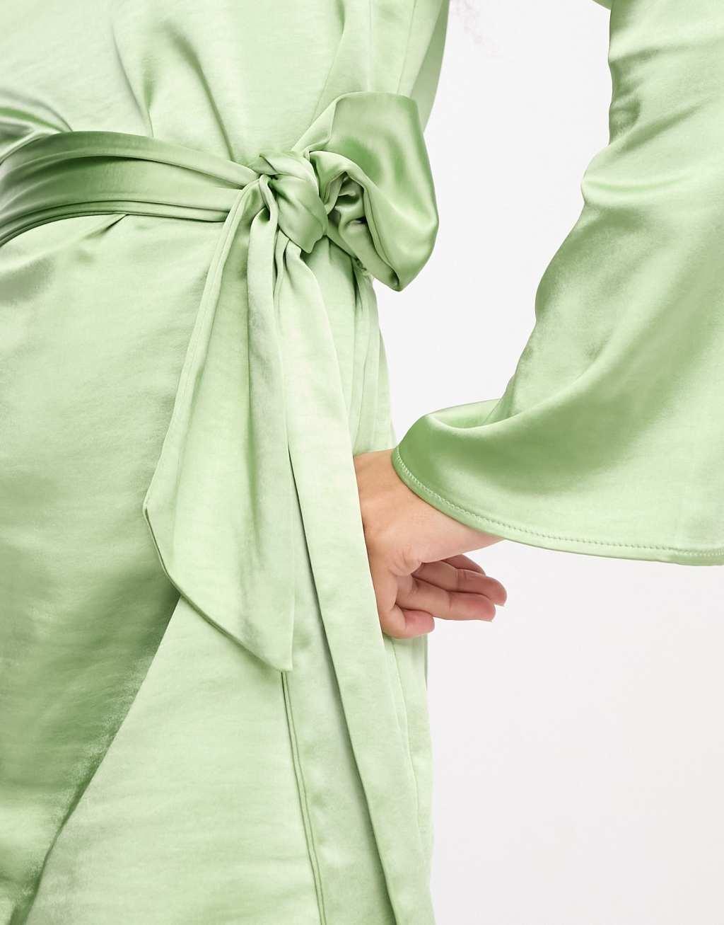 Pretty Lavish Jayda tie waist satin mini dress Product Image