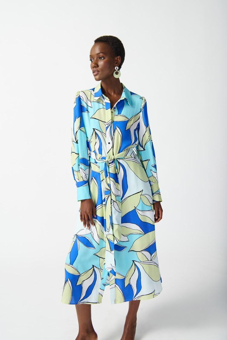 Satin Floral Print Shirt Dress Product Image