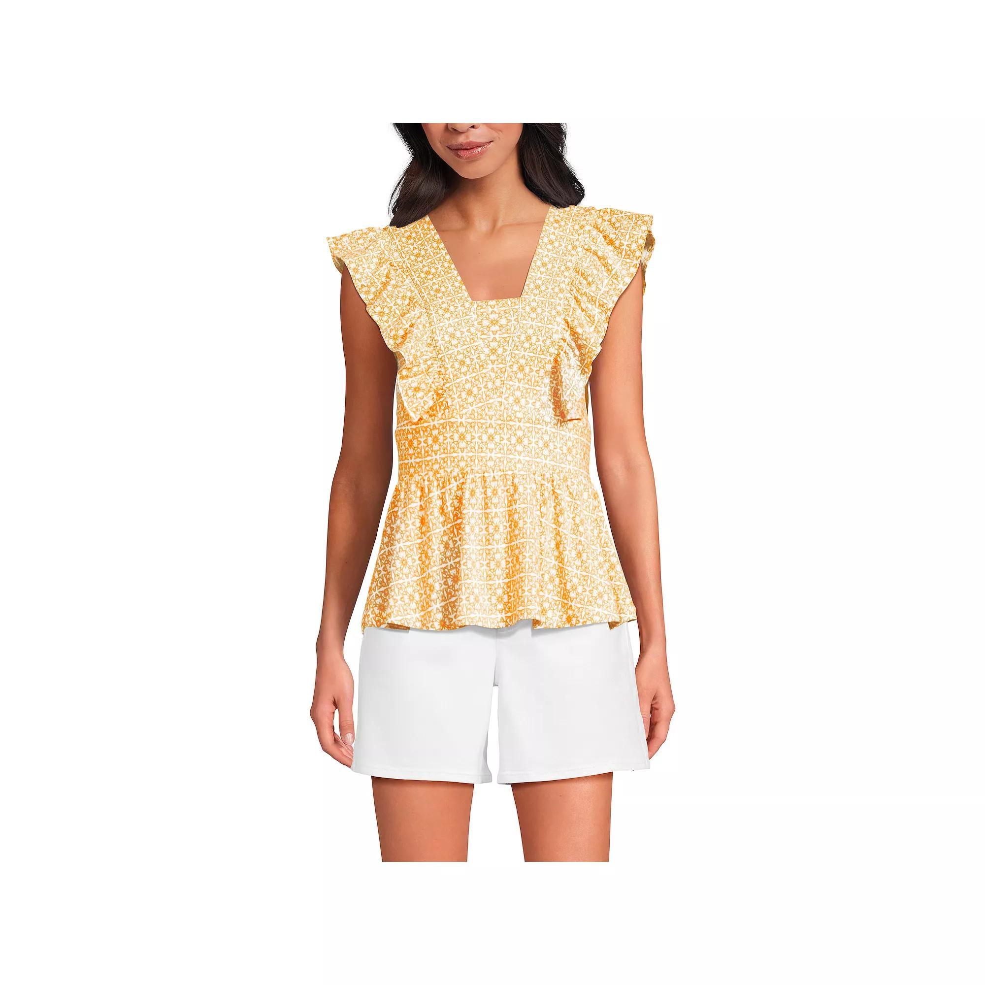 Women's Lands' End Lightweight Jersey Ruffle Peplum Top, Size: XS, Deep  Mosaic Tile Product Image