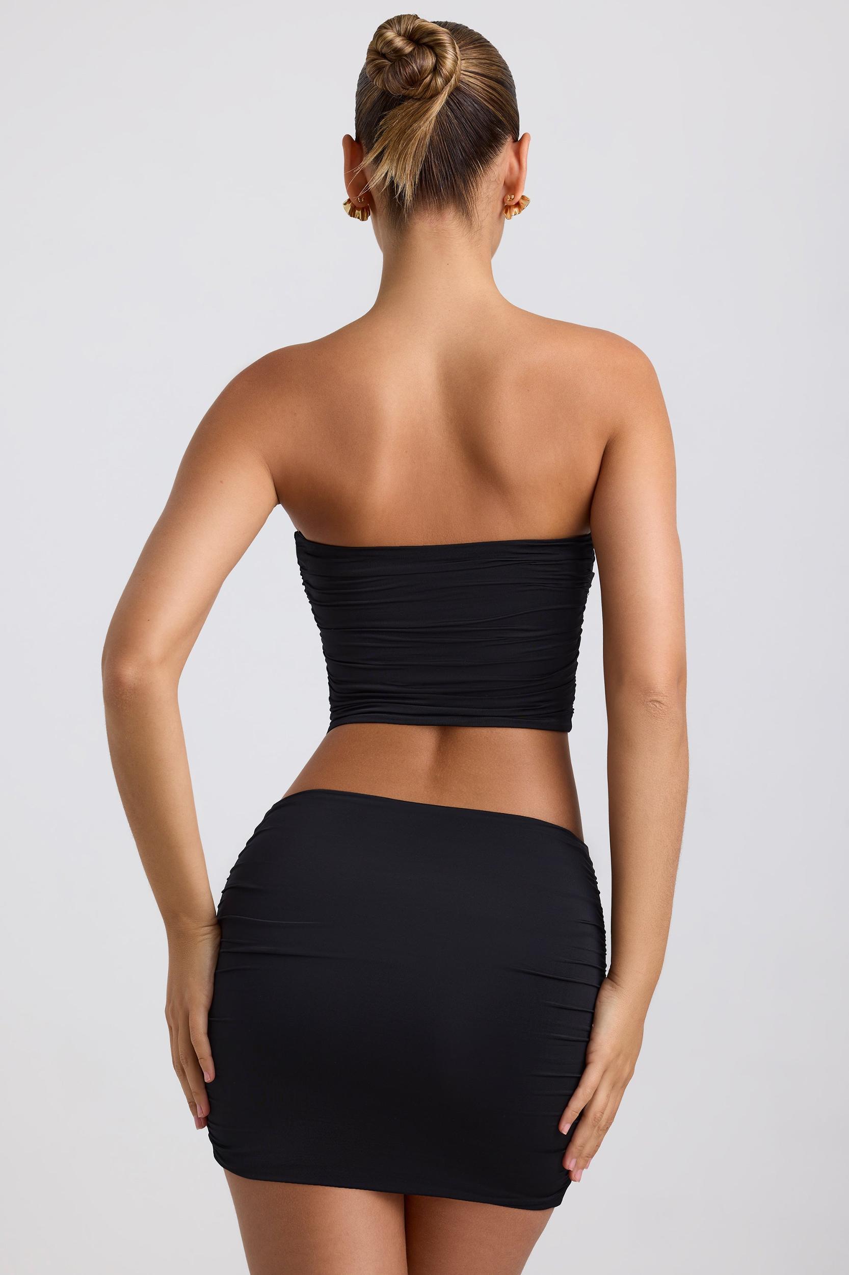Slinky Jersey Ruched Micro Mini Skirt in Black Product Image