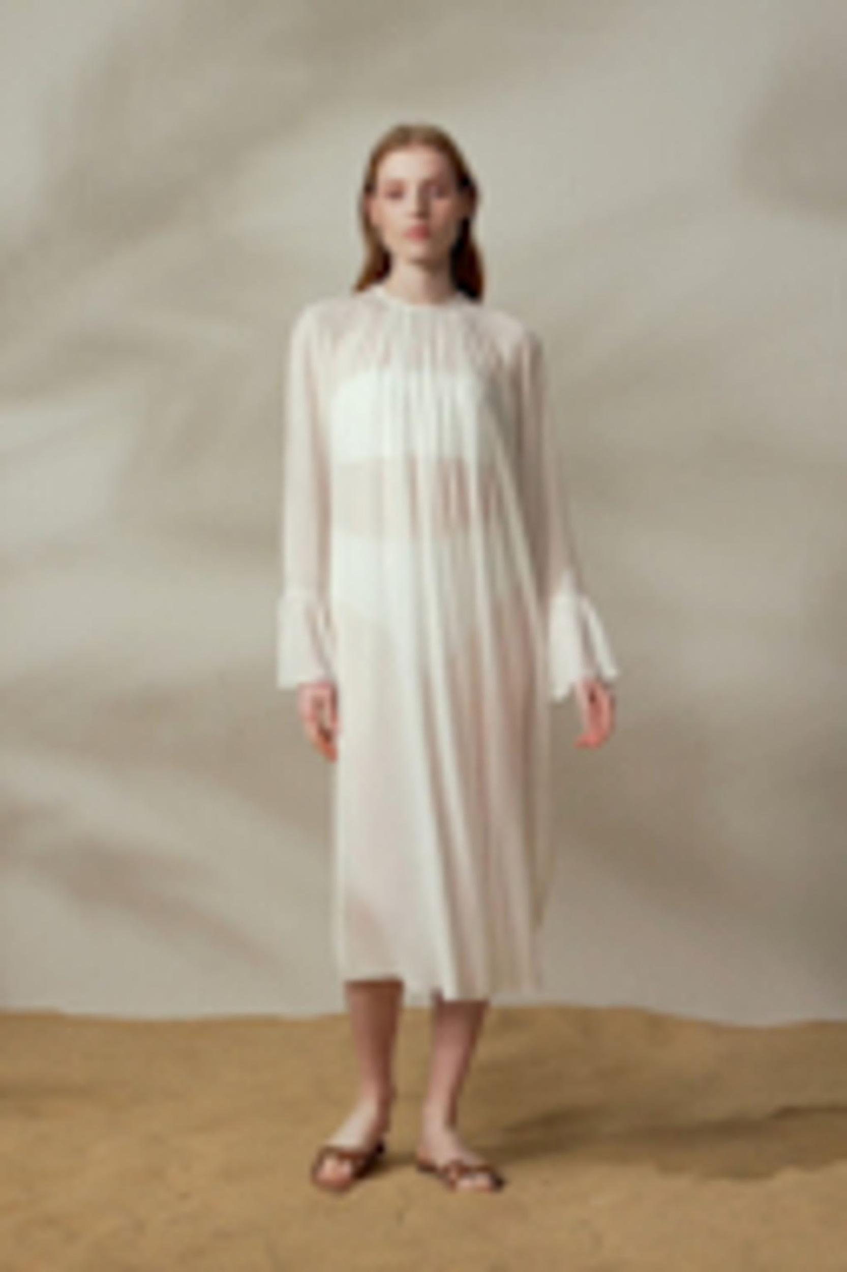 Crewneck Silk Georgette Dress Product Image