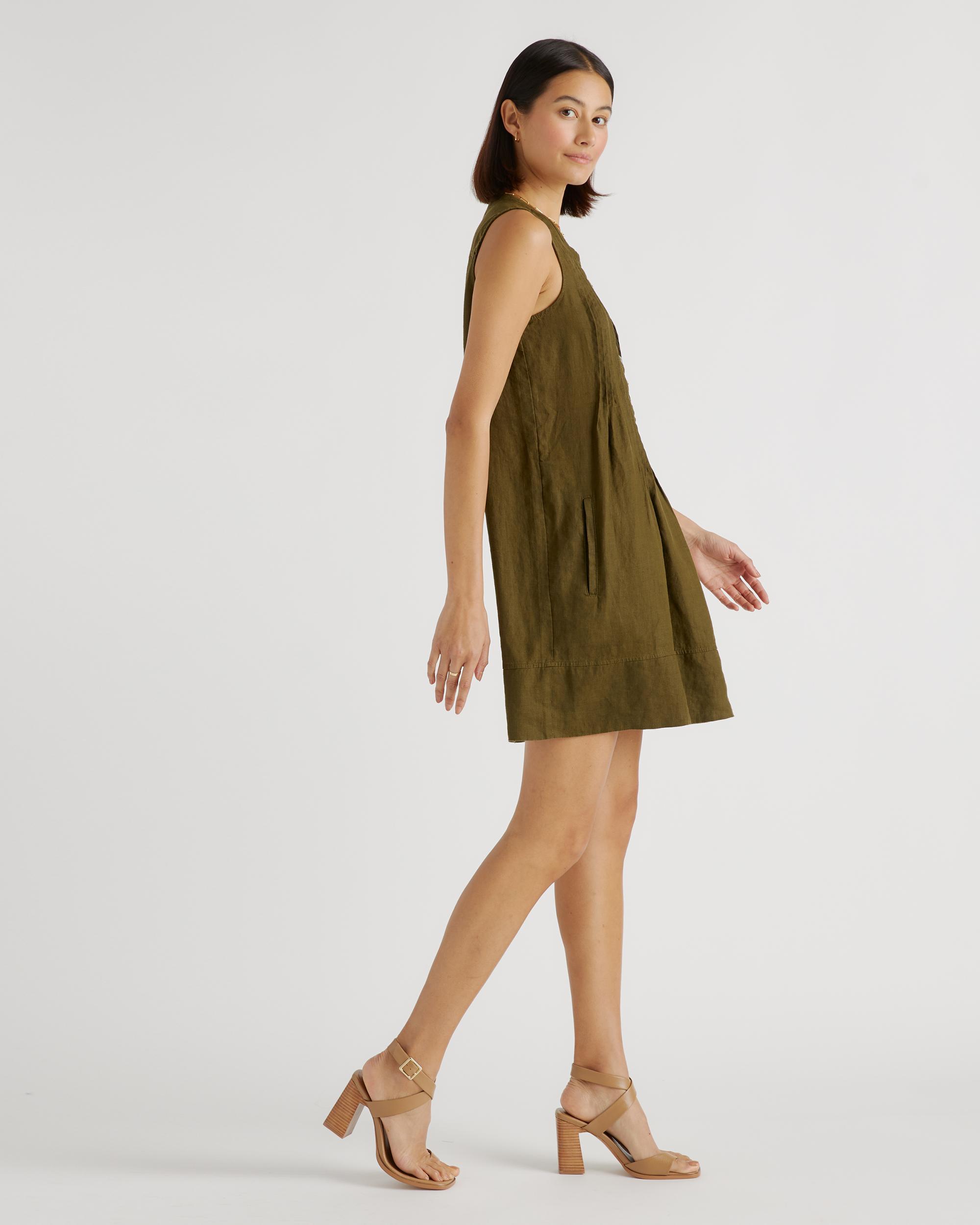 Quince | Women's 100% European Linen Sleeveless Swing Dress Size XS Product Image