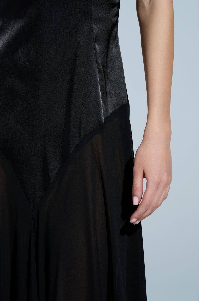 REINA SATIN MESH MAXI DRESS Product Image