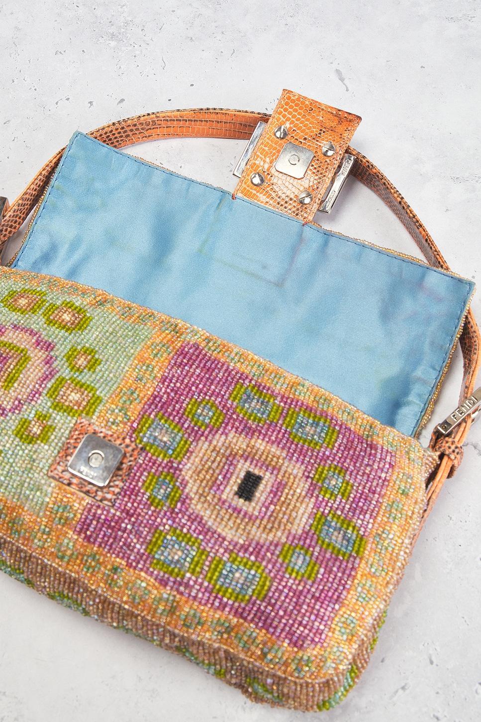 Fendi Vintage Embroidery Beaded Baguette Shoulder Bag FWRD Renew Product Image