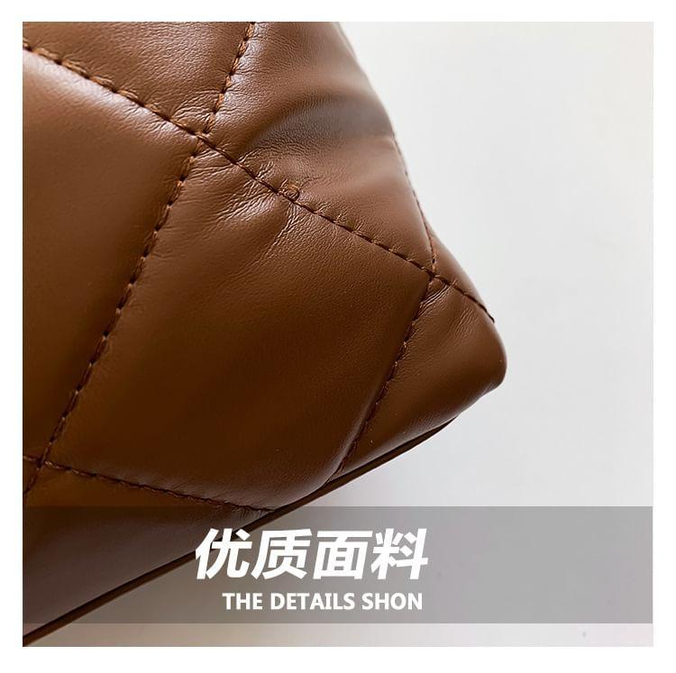 Quilted Chain Detail Faux Leather Crossbody Bag Product Image