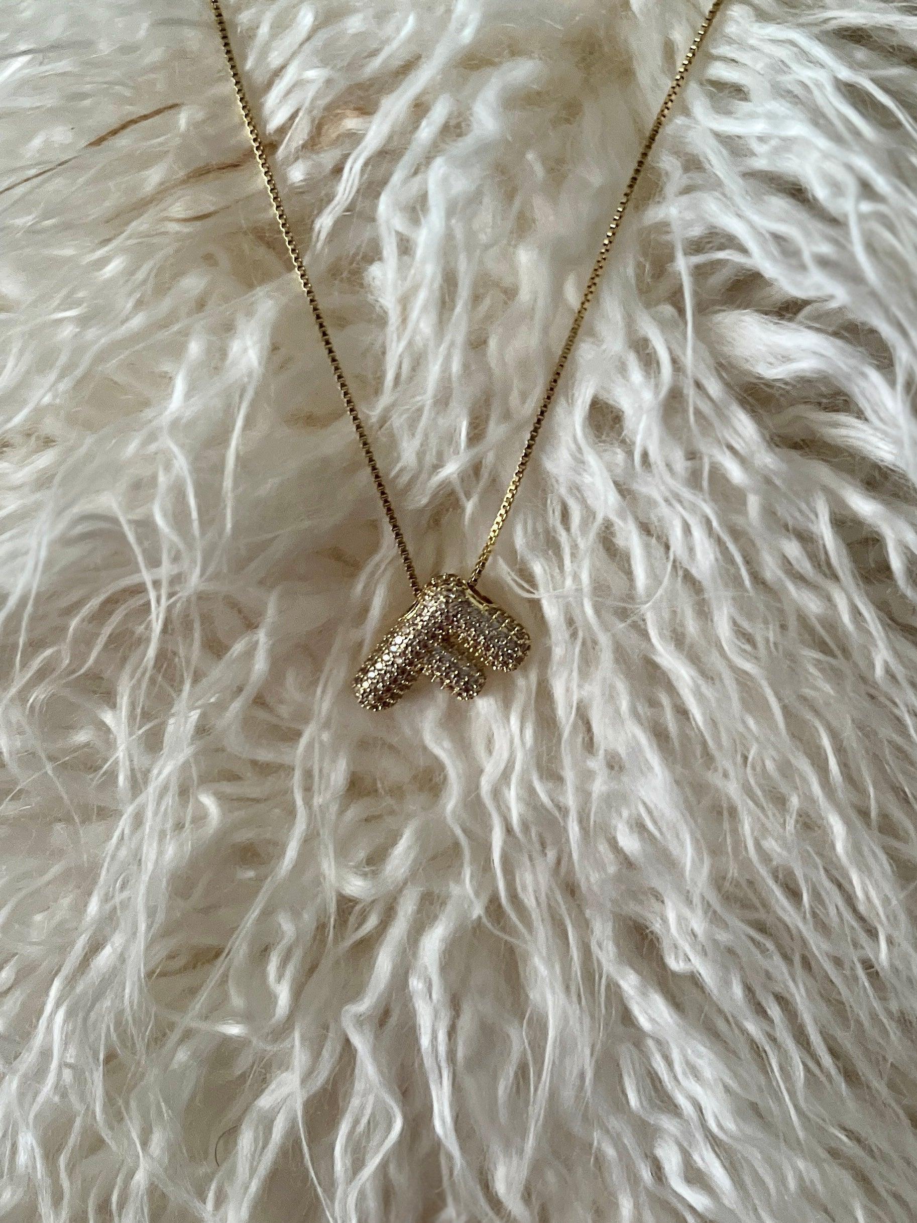 Rhinestone Bubble Letter Necklace Product Image