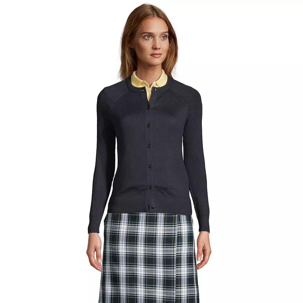 Women's Lands' End Cotton Modal Cardigan Sweater, Size: Large, Black Product Image