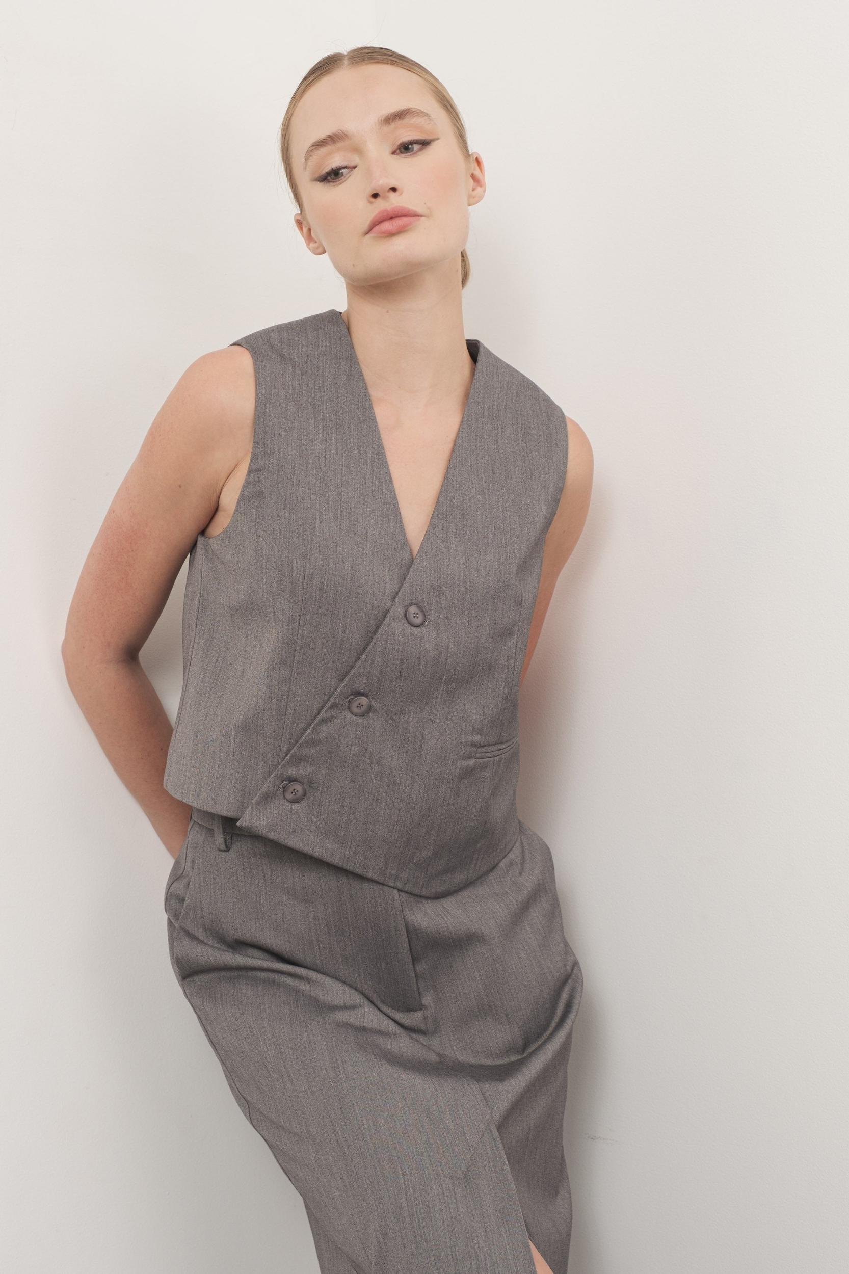 Asymmetrical Button Vest Product Image
