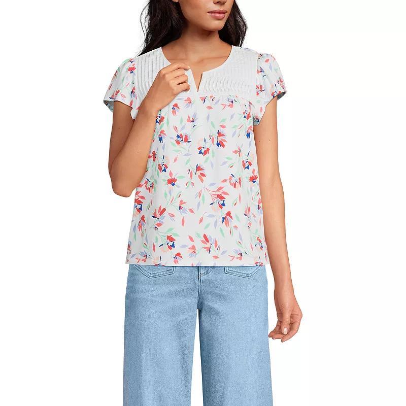 Women's Lands' End Lightweight Jersey Top, Size: Large, White Purple Product Image