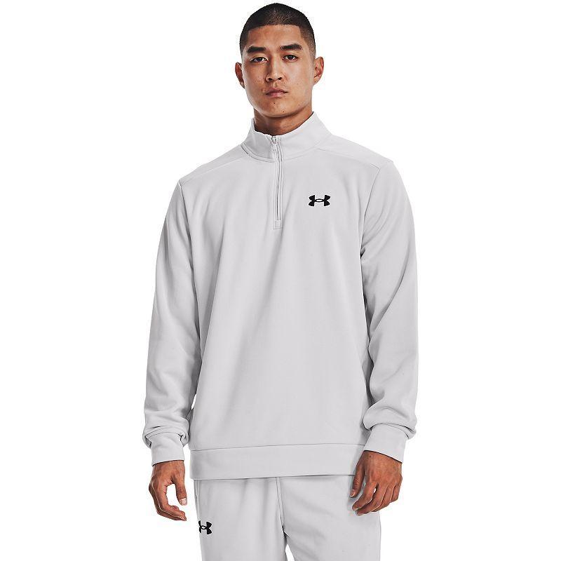 Mens Under Armour 1/4-Zip Fleece Pullover Black Navy Product Image