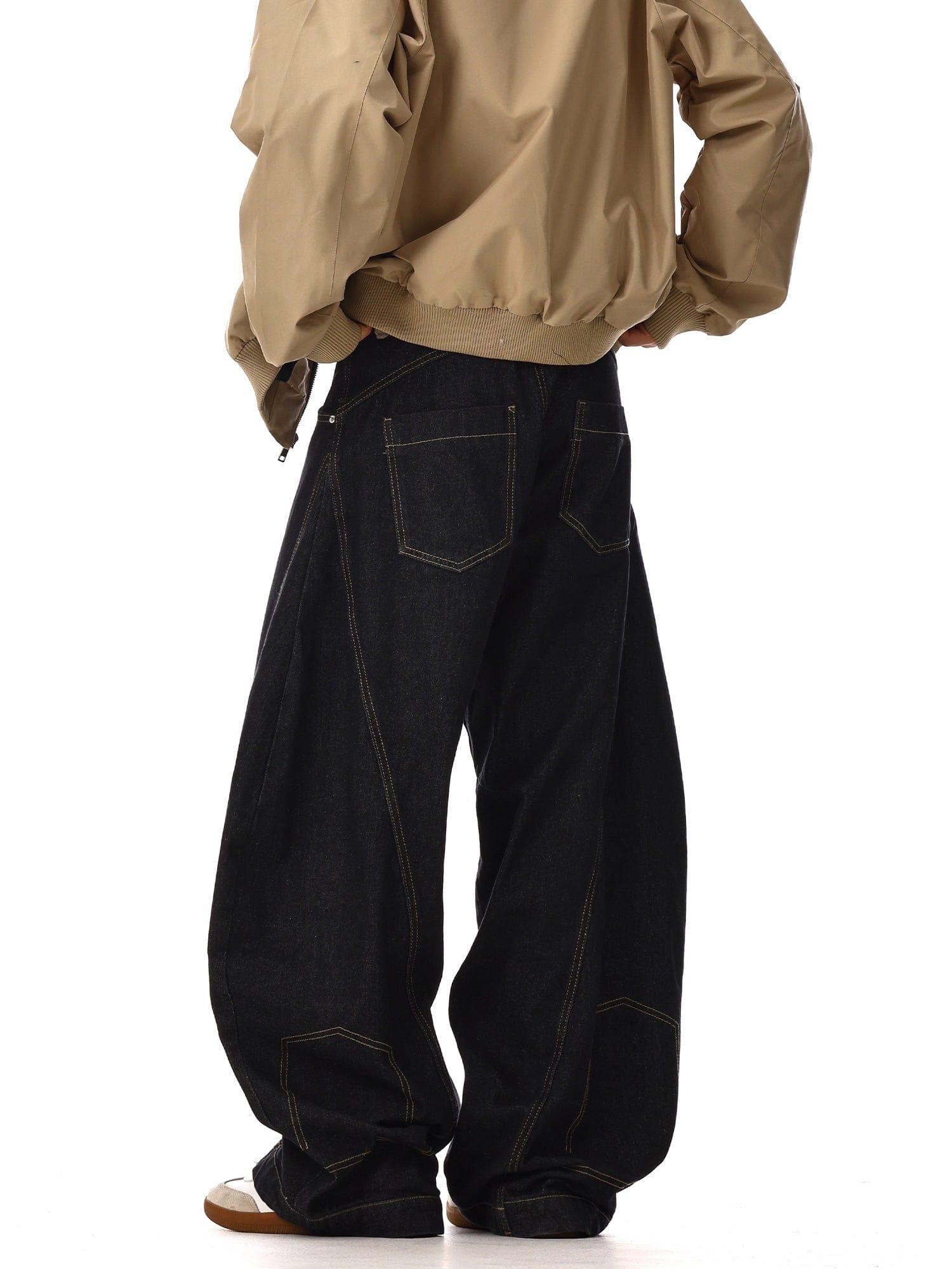 RT No. 12548 BLACK SCIMITAR BAGGY DENIM JEANS Product Image
