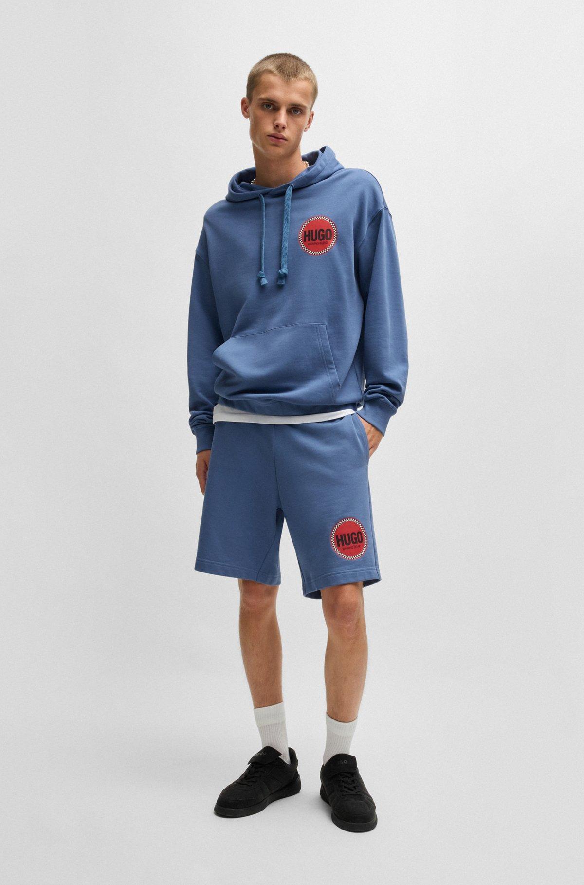 Cotton-terry relaxed-fit shorts with logo print Product Image