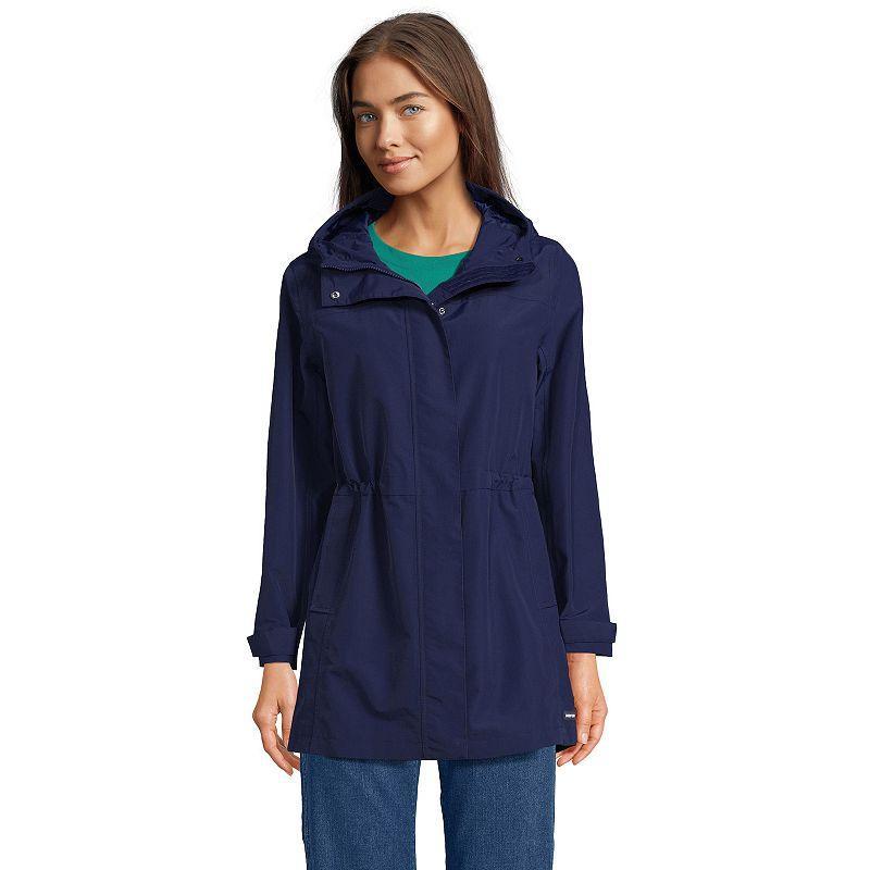 Women's Lands' End Classic Squall Hooded Raincoat, Size: Large, Deep  Blue Product Image