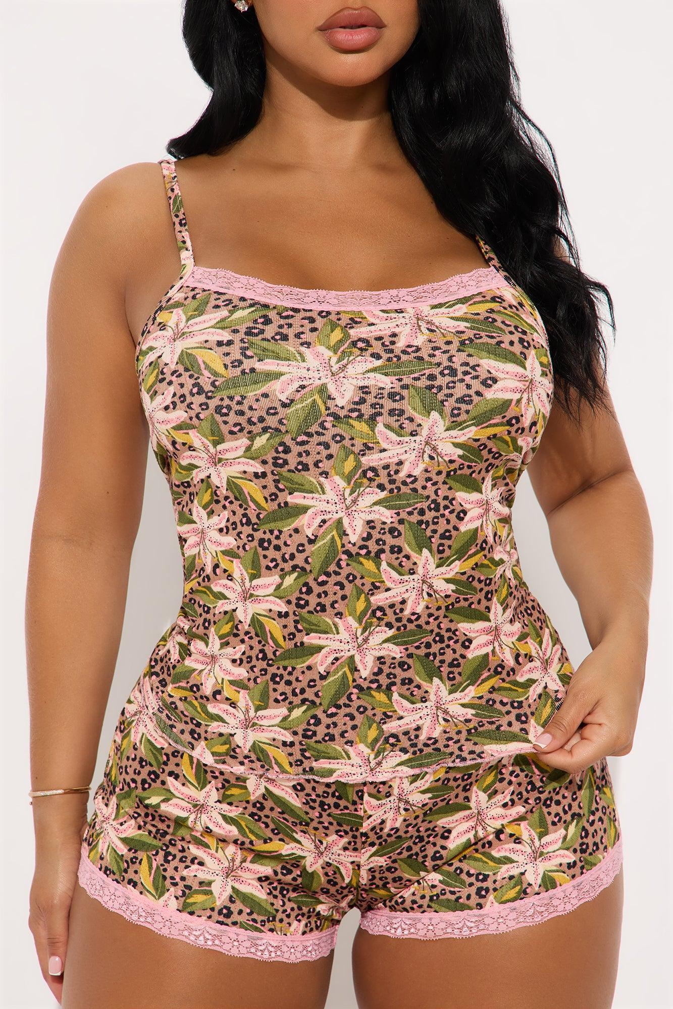 Wild Tropics Pointelle Cami PJ Short Set - Leopard Product Image