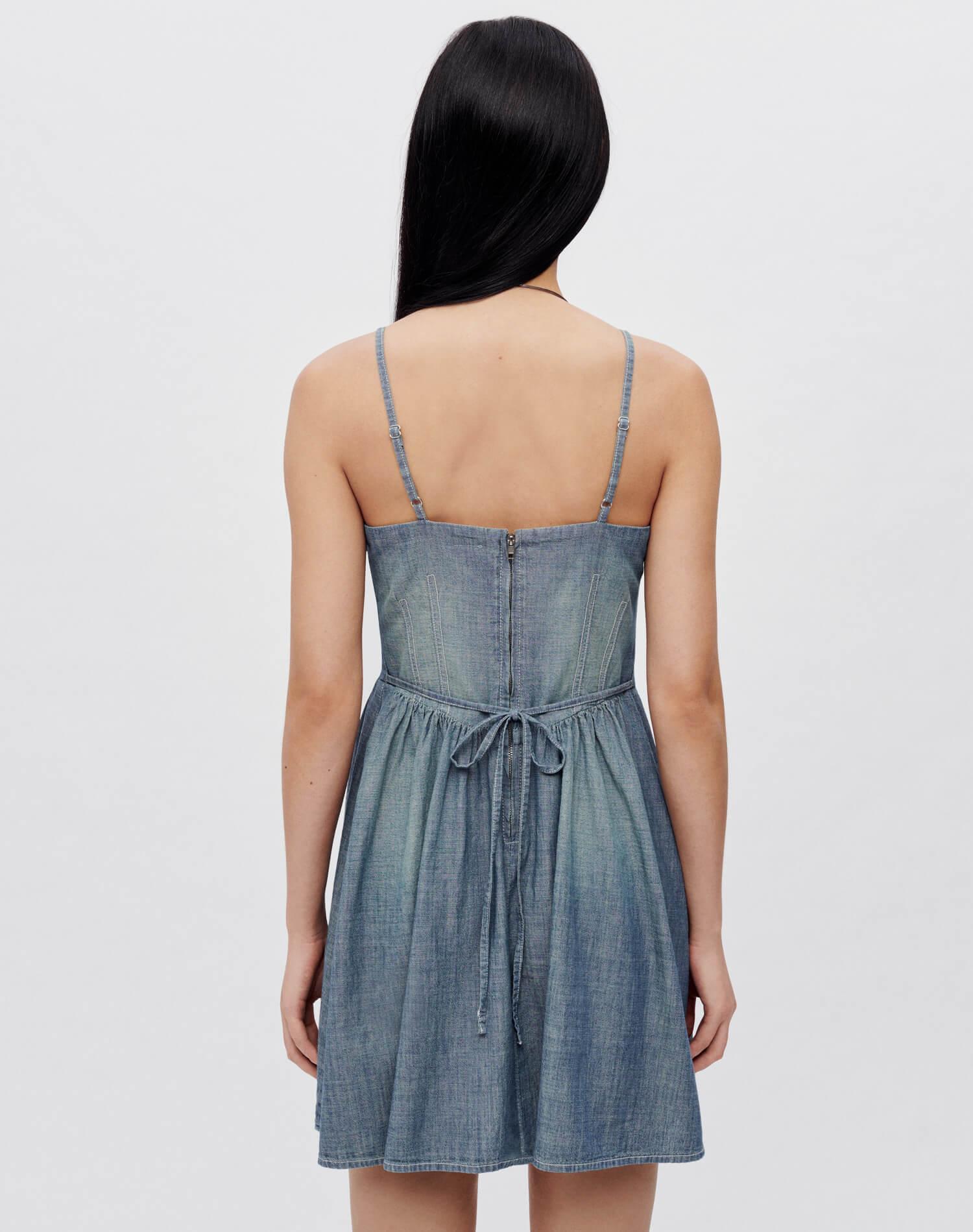 Chambray Gathered Dress - Paradise Cove Female Product Image