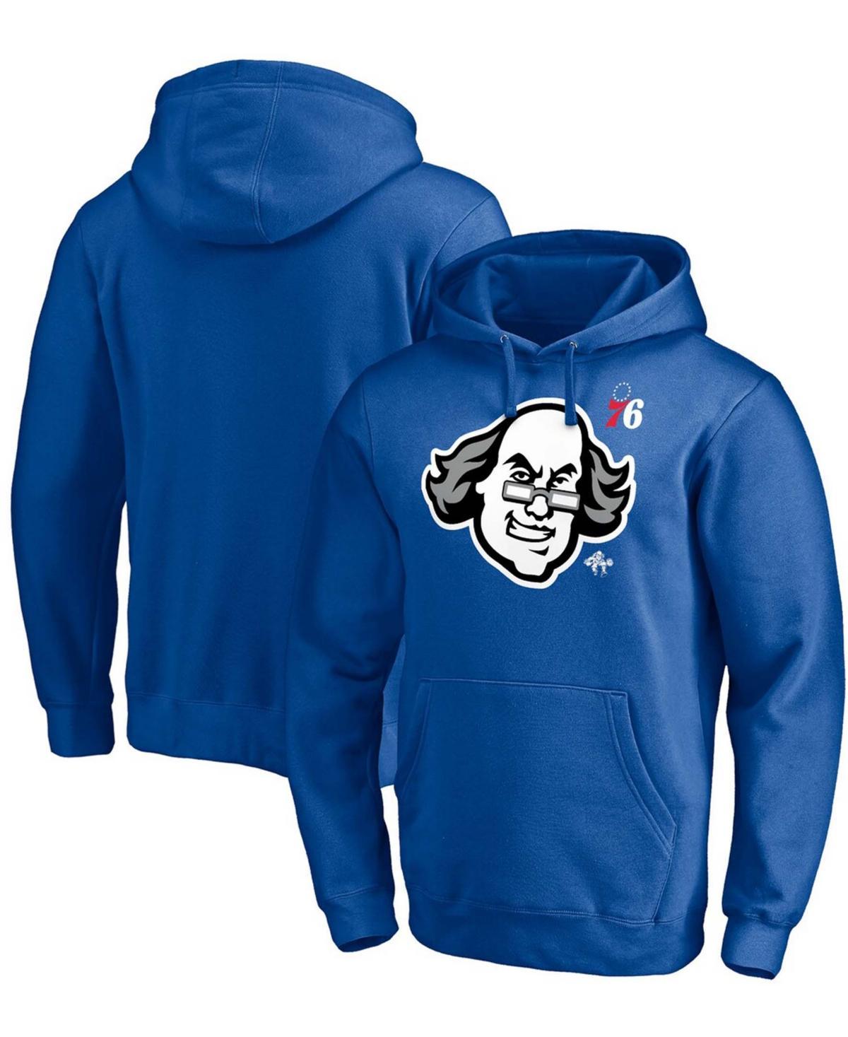 Men's Fanatics Branded Royal Philadelphia 76ers Post Up Hometown Collection Fitted Pullover Hoodie, Size: Large, 76r Blue Product Image