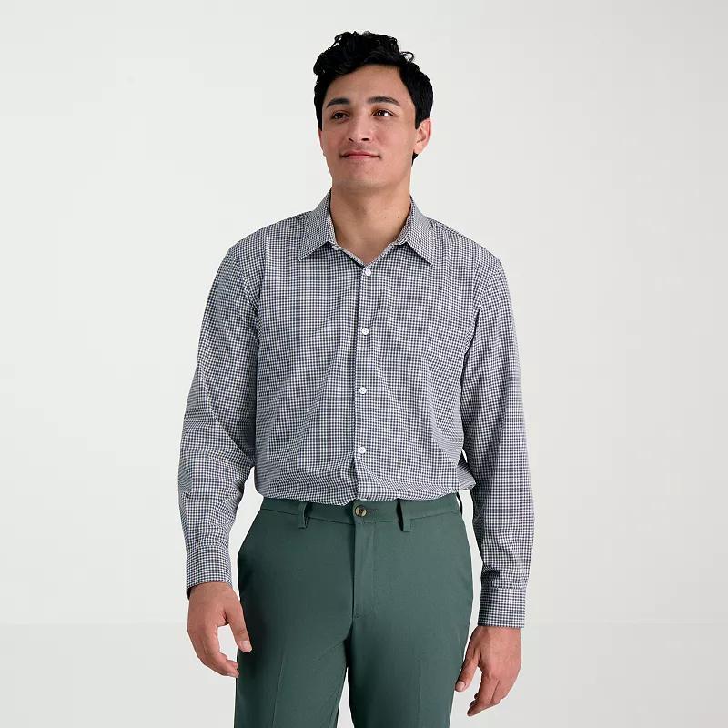 Men's Haggar® Performance Classic Fit Dress Shirt, Size: 16.5-34/35, Black Gray Check Product Image