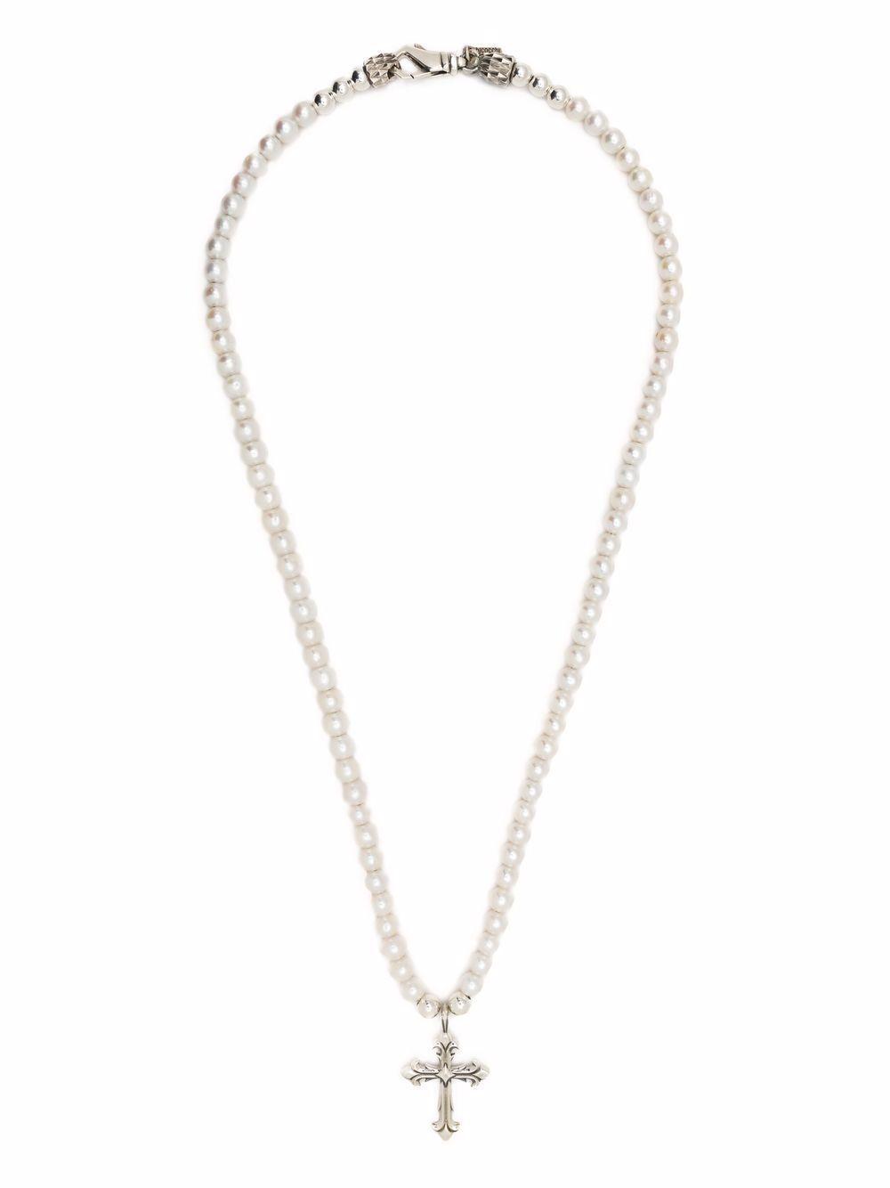 Pearl Necklace With Cross Product Image