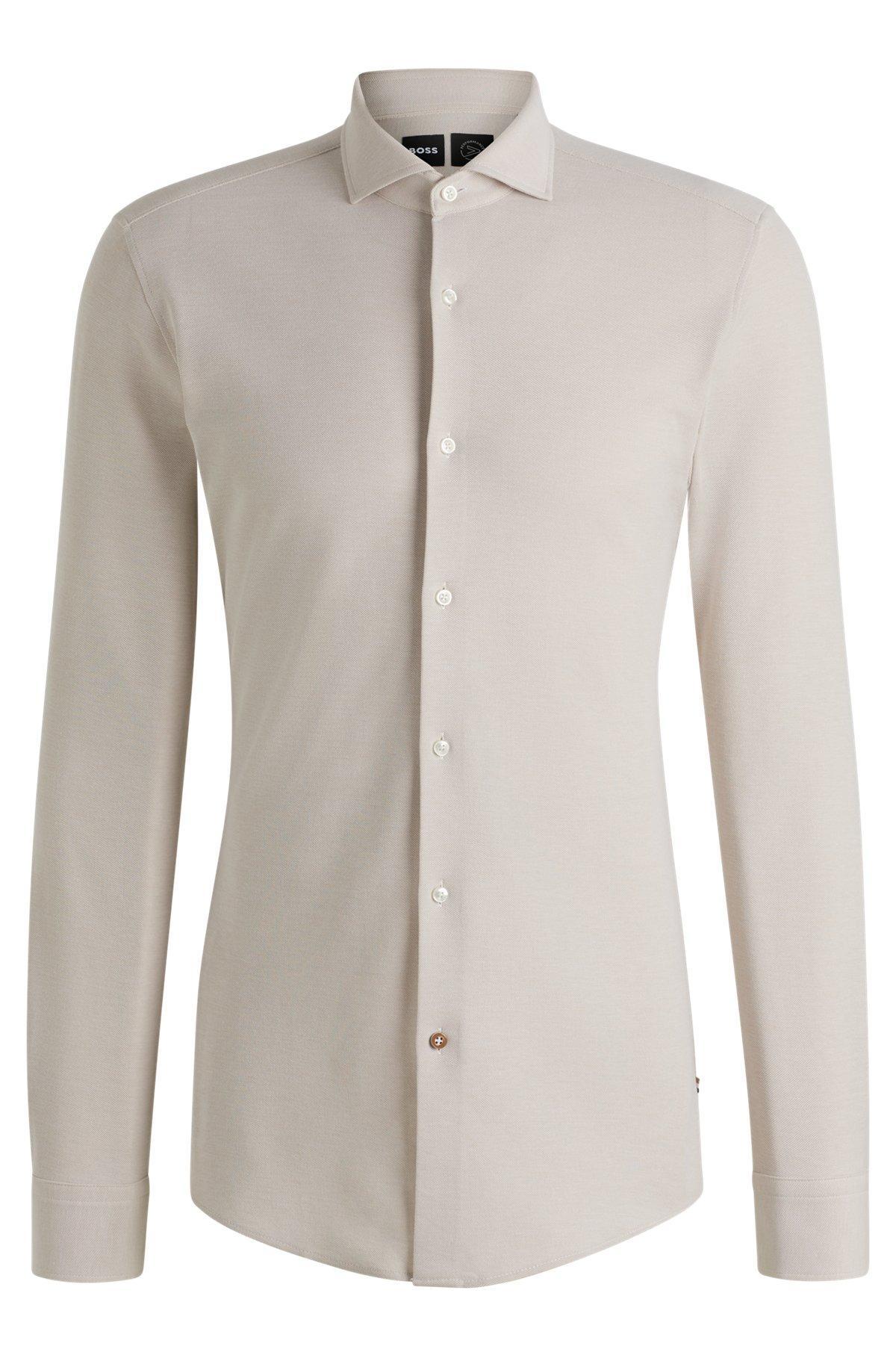 Slim-fit shirt in cotton-piqué jersey Product Image