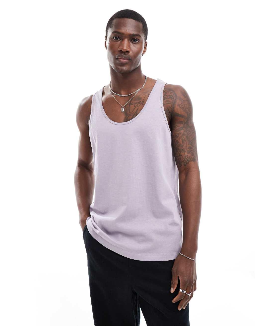 ASOS DESIGN heavyweight tank top in lilac Product Image