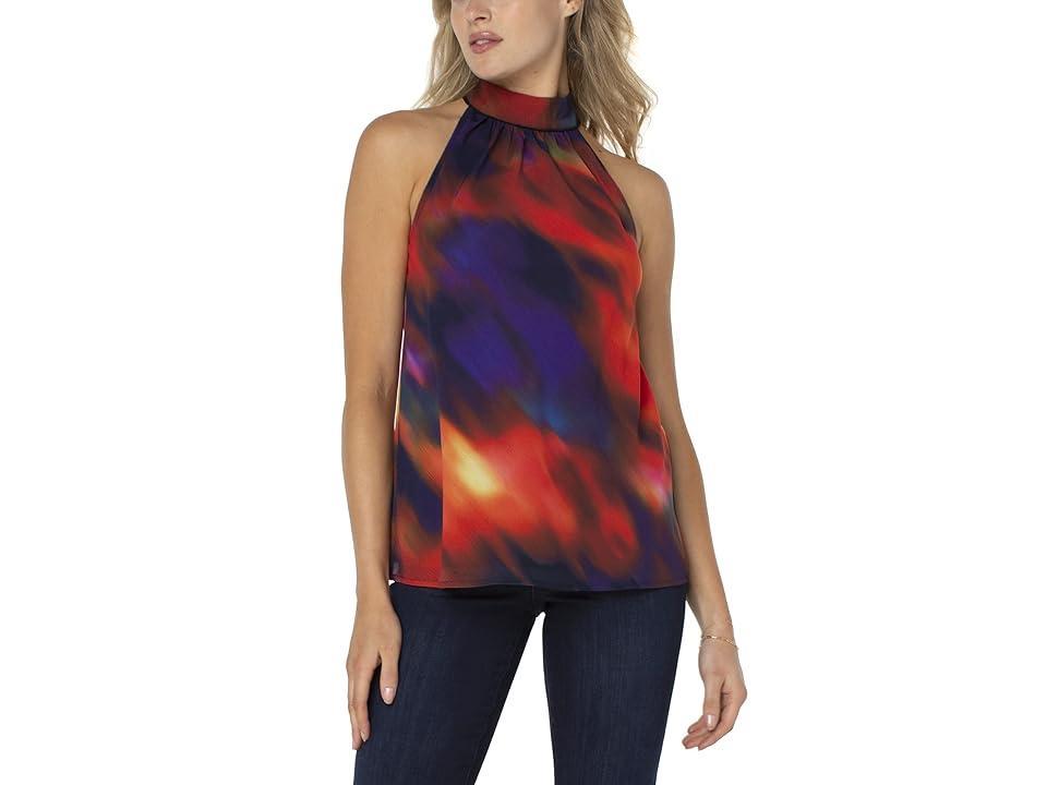 Liverpool Los Angeles Double Layer Sleeveless Halter Top (Northern Lights) Women's Clothing Product Image