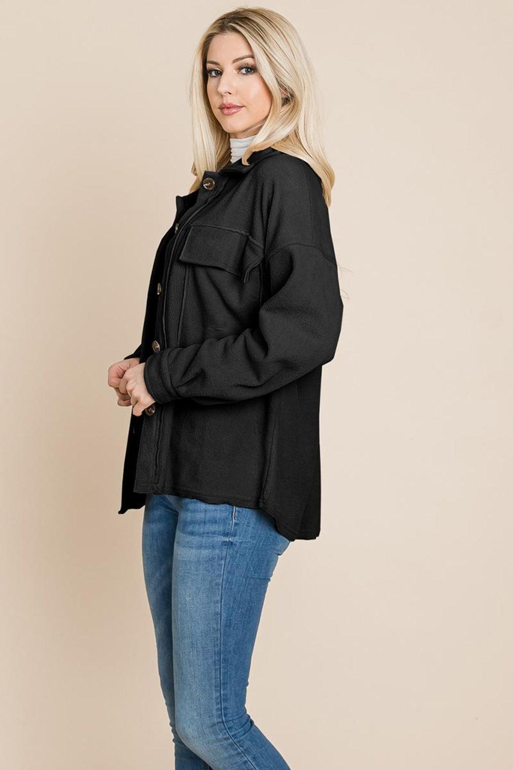 Fleece Jacket Lapel Button Up Sherpa Coat Product Image