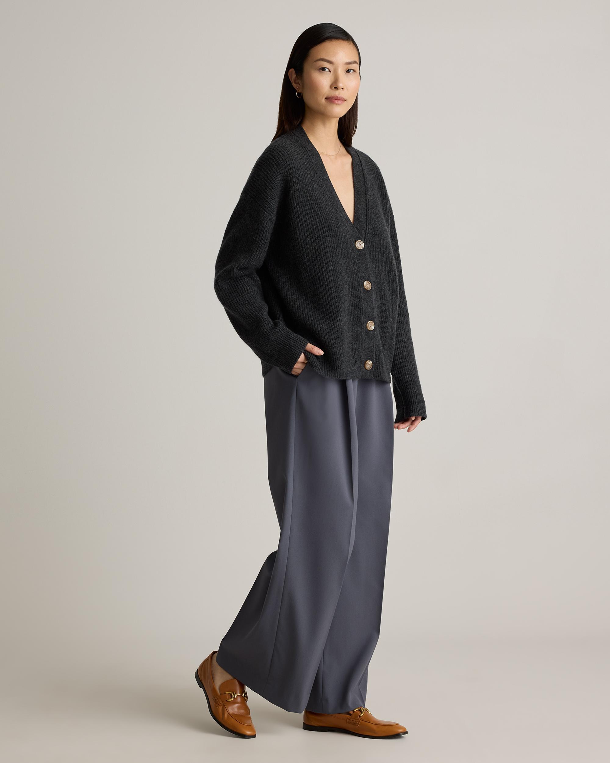 Quince | Women's Mongolian Cashmere Fisherman Boxy Cropped Cardigan Sweater Product Image