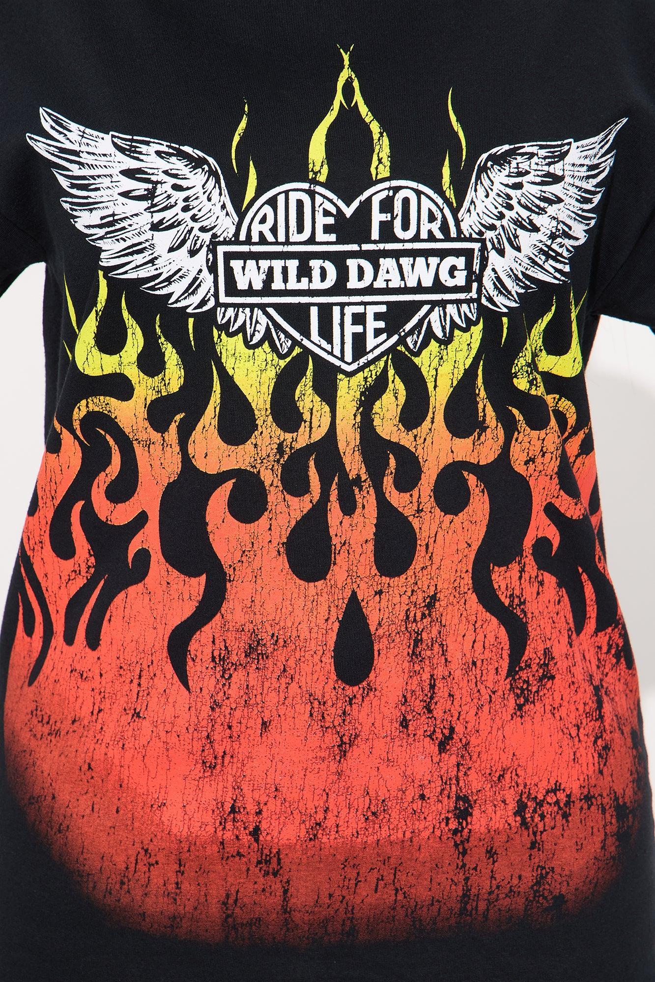 Flames Angel Wings Oversized Tee - Black Product Image