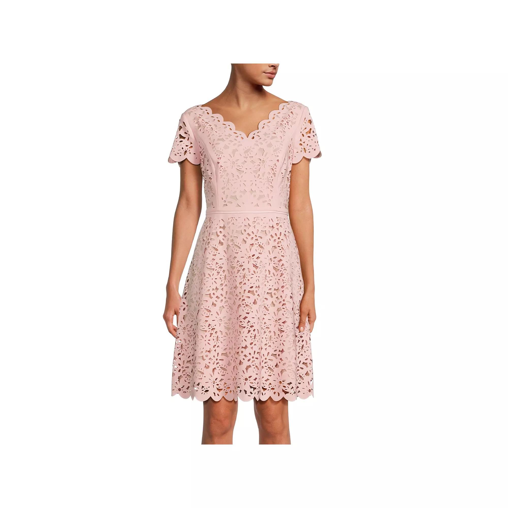 Women's Focus By Shani Cutout Overlay A-Line Dress, Size: 8, Pale Blue Nude Product Image