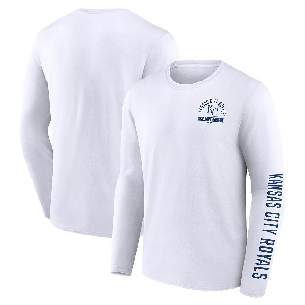 Men's Fanatics  White Kansas City Royals Press Box Long Sleeve T-Shirt, Size: Large Product Image