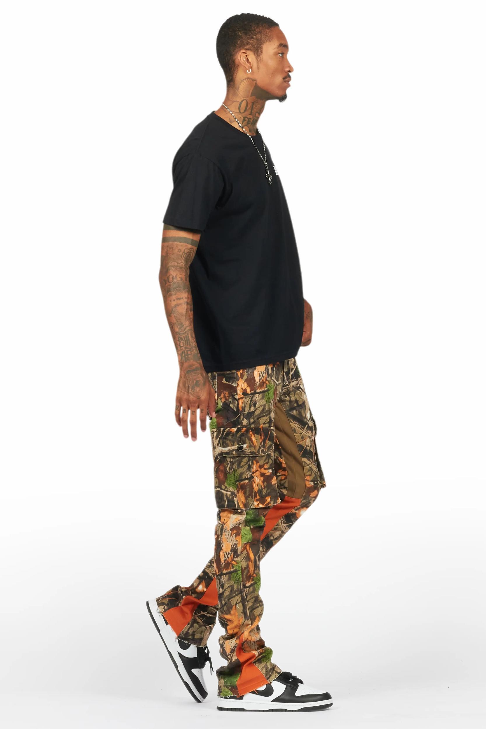Rolan Orange Tree Camo Stacked Flare Jean Male Product Image