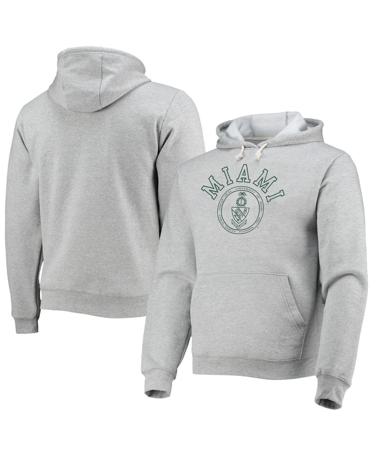Men's League Collegiate Wear Heathered Gray Miami Hurricanes Seal Neuvo Essential Fleece Pullover Hoodie, Size: 3XL, Grey Product Image