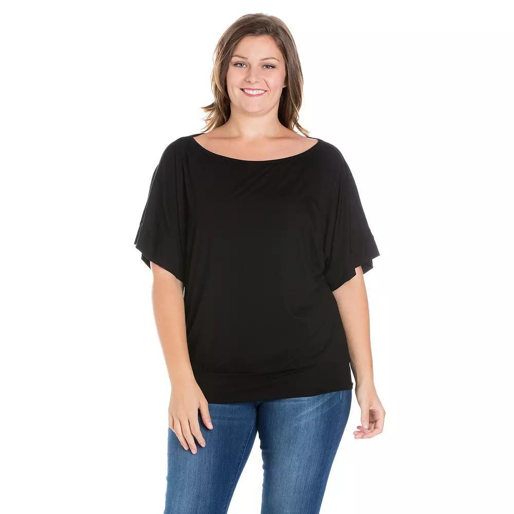 Plus Size 24Seven Comfort Apparel Short Sleeve Dolman Top, Women's, Size: 3XL, Green Product Image