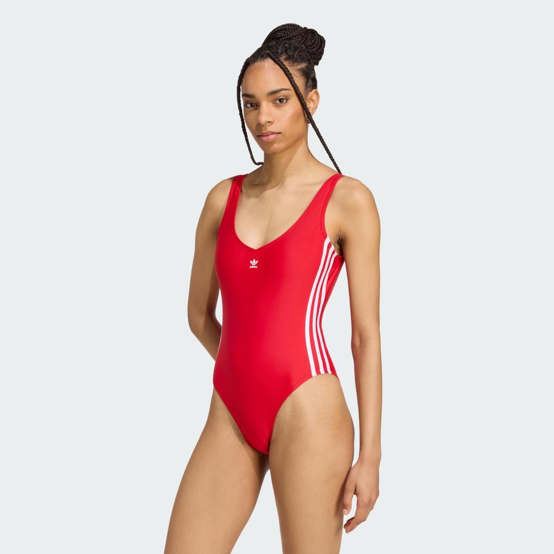 adidas Adicolor 3-Stripes Swimsuit Better Scarlet 10 Womens Product Image