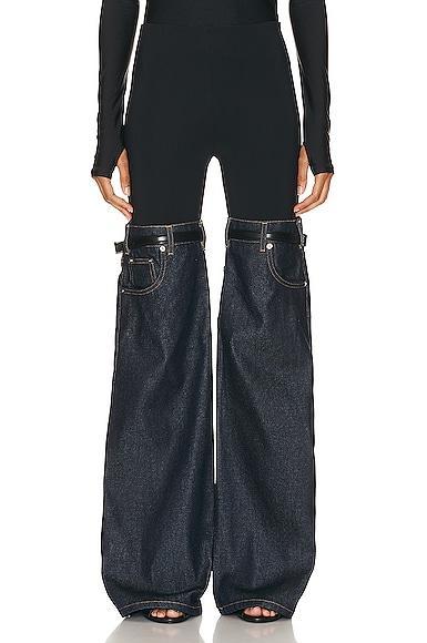 Coperni Hybrid Denim Flare Trousers Blue. (also in ). Product Image