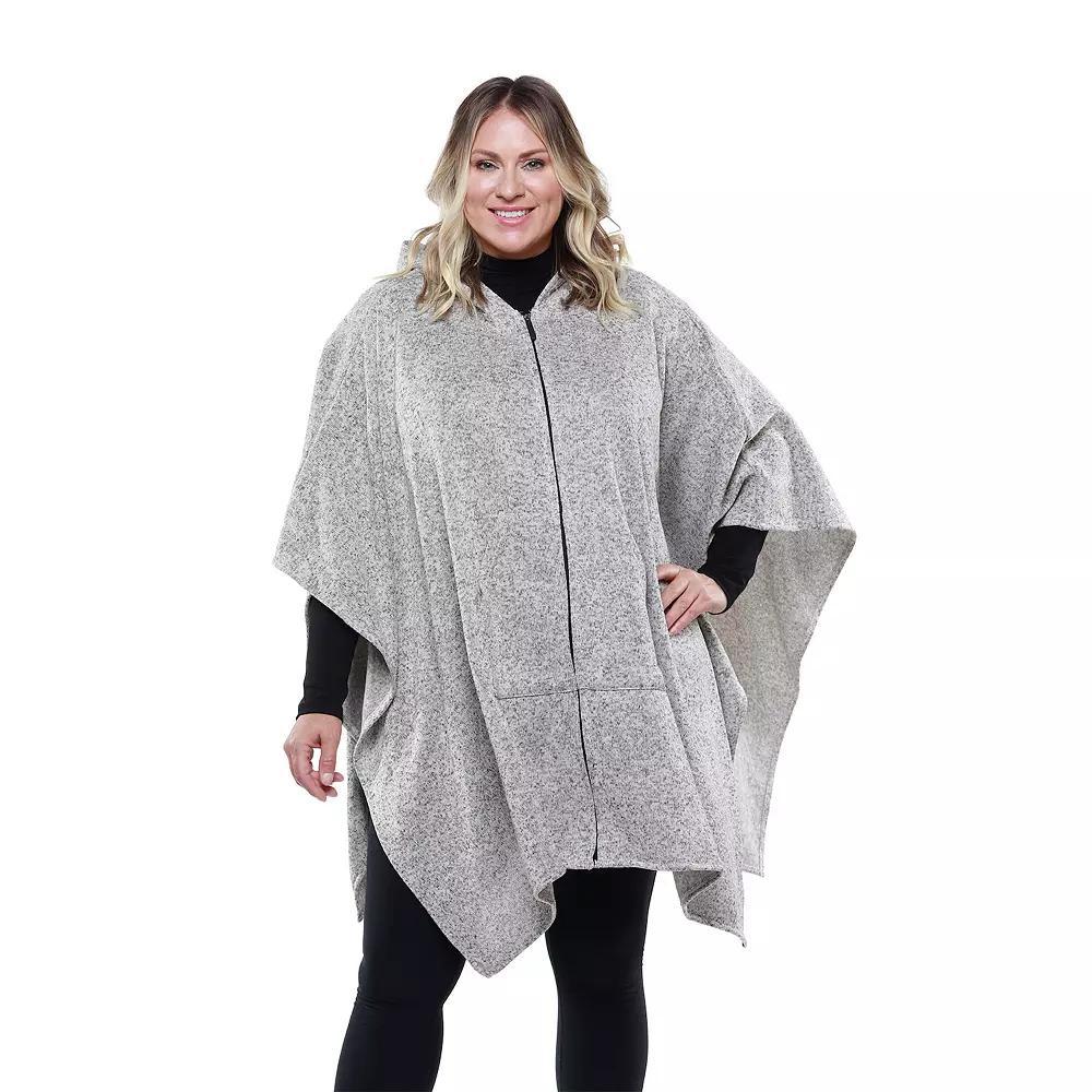 Women's Linda Anderson Le Moda Full Zip Hooded Grey Marl Poncho, Gray Marl Product Image